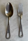 GENUINE WW2 US MILITARY M-1926 FIELD MESS STAINLESS SPOON & FORK SET (SILCO)1945