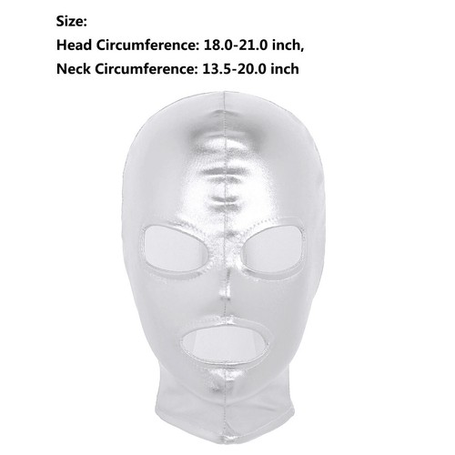 Unisex Face Mask Latex Metallic Open Eyes and Mouth Full Mask Hood Cosplay Props - Picture 32 of 51