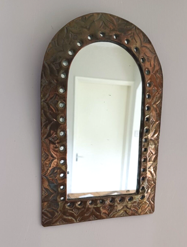 Vintage 1960's small brass Moroccan mirror - Picture 2 of 3