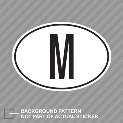 M Malta Country Code Oval Sticker Decal Vinyl Maltese euro