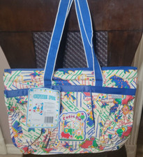 NEW WITH TAGS VINTAGE CUTIE PIE BLUE DIAPER BAG WITH /CHANING PAD 13" X 18"