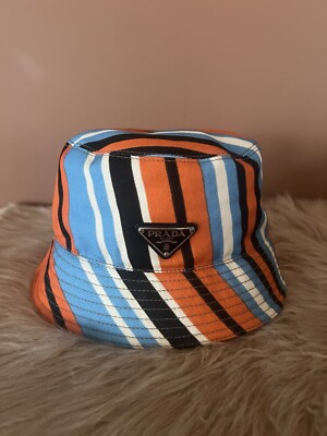 Authentic Prada Multicolor Stripes Bucket Hat Size Extra