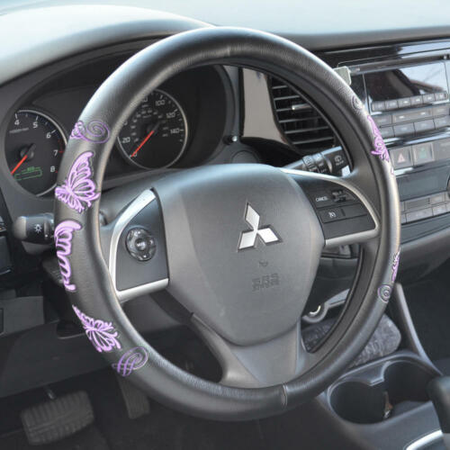 Stylish PU Leather Purple Butterfly Steering Wheel Cover for Car Truck SUV - Bild 3 von 8