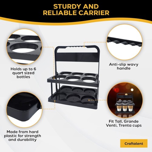 Lightweight Reusable Drink Carrier for Food Delivery - Portable Handle Included - Picture 7 of 10