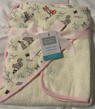Hudson Baby Cotton Hooded Towel and Washcloth 2pc Set, Enchanted Forest
