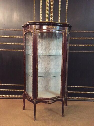Q`Antique French Cabinet Rosewood With Brass Shoes Mahogany Veneer Um 1900 - Picture 2 of 17