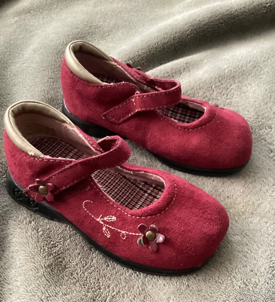 Baby Toddler Maroon Dress Shoes Size 6.5  READ Dark Red Flower 6 1/2 - Image 2 of 4