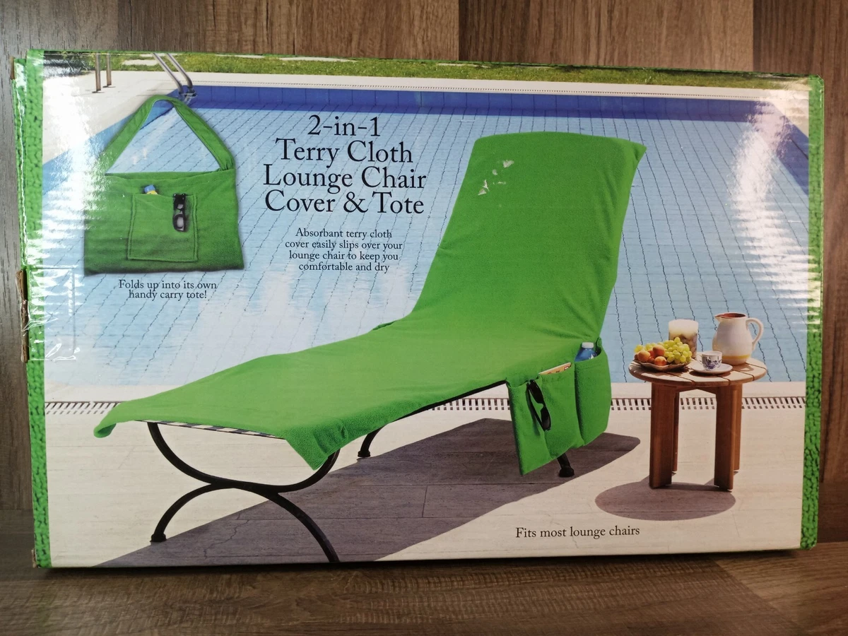 Etna 2 in 1 Terry Cloth Lounge Chair Cover Tote Bag Green 78 22