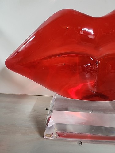 Shlomi Haziza large acrylic Red Lips sculpture signed Love Lair Decor Piece Sexy - Picture 9 of 24