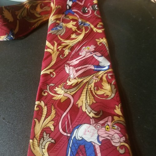 THE Pink Panther Official Men's Neck Tie by Gym Dandy Workout Burgundy VTG - Picture 5 of 12