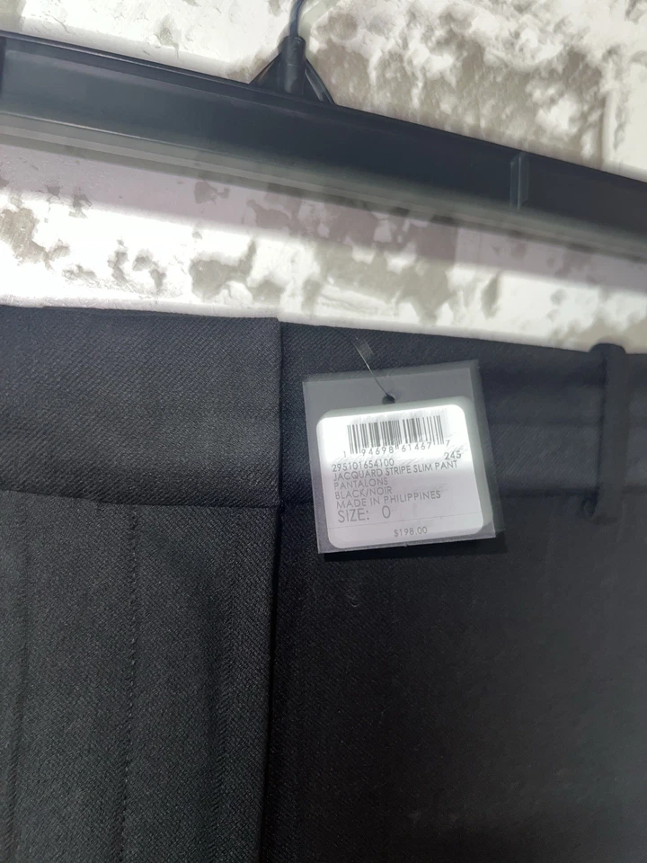 ¡NUEVO CON ETIQUETAS! Pantalones de jacquard a rayas Club Monaco para mujer - negros talla 0 $198 Foto 3 de 4