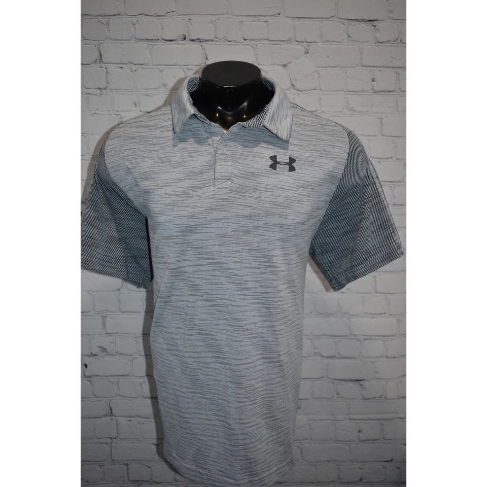 Under Armour Golf Playoff Polo Shirt Mens Size 2XL Loose HeatGear Gray  - Image 2 of 4