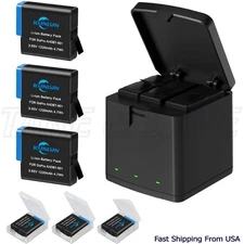 3 Pack Hero 8 Battery and Triple Batteries Portable Charger for GoPro Hero 8/7/6
