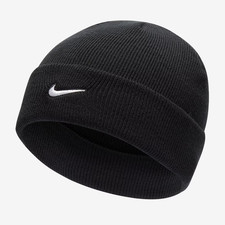 Nike Terra Swoosh Cuffed Beanie Hat Black White Unisex One Size HF0189-010 New