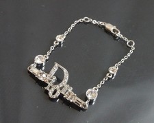 Authentic Christian Dior Bracelet logo Metallic #5305