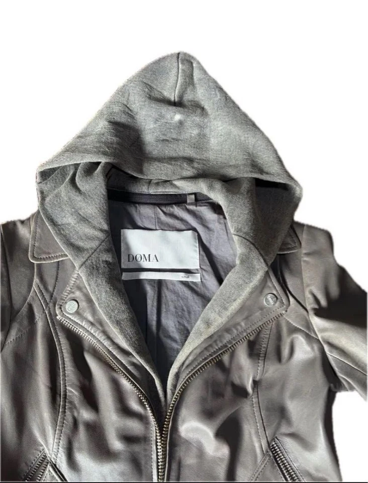 DOMA 100% Sheep Leather Biker Jacket Gray - Image 4 of 4