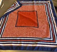 Olga Greco Women Polyester Chiffon Square Scarf Geometric Print Blue Red White 