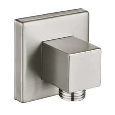Square Wall Mounted Supply Elbow Solid Brass Brushed Nickel for Handheld Show...