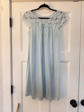 Vtg Gilead Nightgown Womens Medium Blue Nylon Lace Grandmacore USA Made