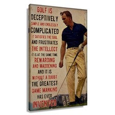 Framed Golf Wall Art Sports Quote Poster Canvas Saying Vintage Golf Art Print...