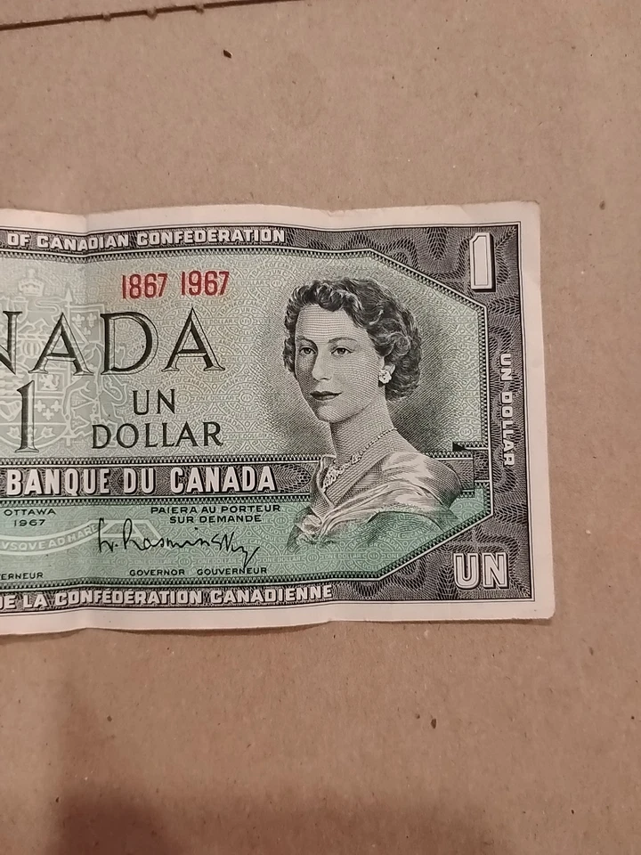 1867 1967 Centennial Of Canadian Confederation $1 One Dollar Bill UNC . VINTAGE - Image 3 of 4