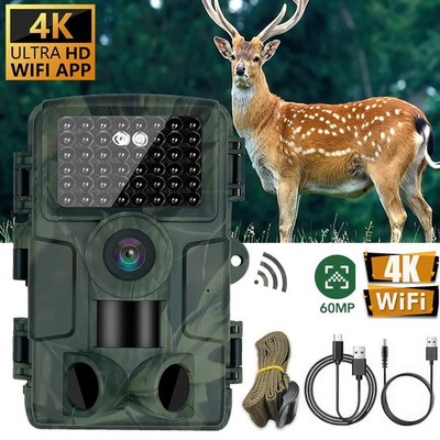 Wildkamera 4K Video Wildtierkamera 60MP Full HD WLAN mit Handyübertragung APP