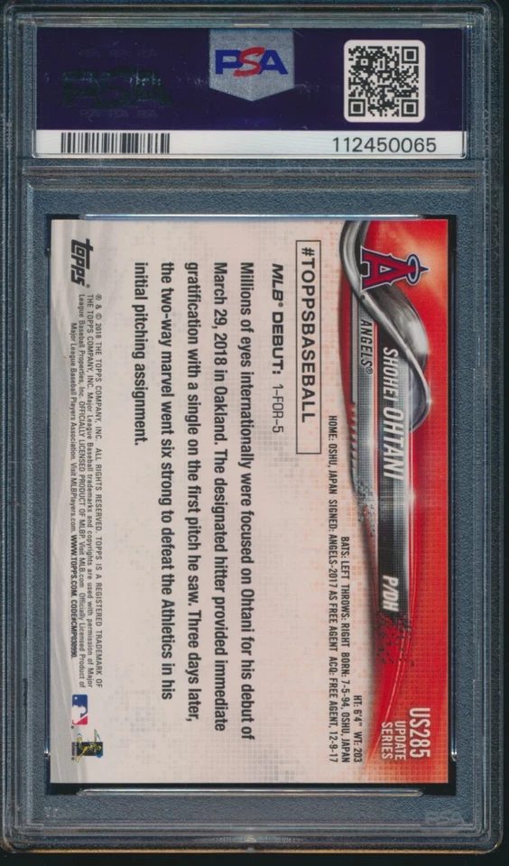 PSA 10 SHOHEI OHTANI/OTANI 2018 ACTUALIZACIÓN TOPPS debut de novato LA ANGELS RC GEMA COMO NUEVO Foto 2 de 4