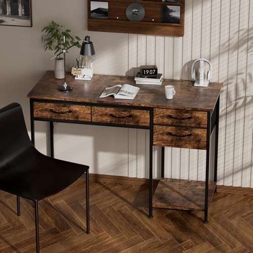 Computer Desk Study Office Desk with Large Storage Shelf, 47" Rustic Brown - Picture 5 of 8