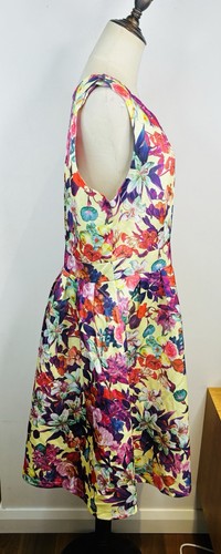 Caroline Morgan Floral Fit Flare Dress Size 16 Purple Pink Yellow Colour RRP$119 - Picture 6 of 11