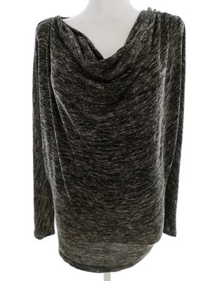 MAX STUDIO Damen Pullover Gr. S Grau Leichter Strick Langer Ärmel Drapierter