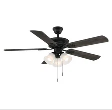 Hampton Bay Glendale III 52 in. LED Indoor Matte Black Ceiling Fan with Light