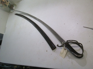 EUROPEAN EARLY CAVALRY SWORD AND SCABBARD ENGRAVED BLADE #C63