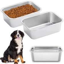 3 PCS Stainless Steel Dog Bowl, 1.2 Gallon Capacity Metal Dog Food & Water Bo...