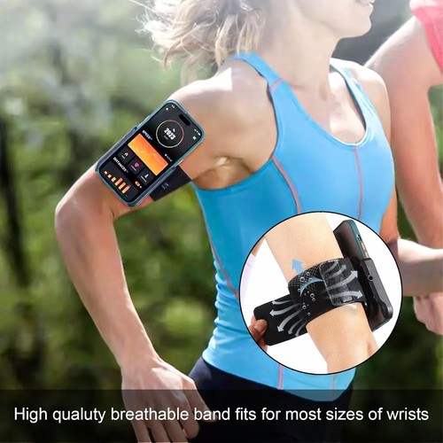 Bracelet Support Téléphone, Rotation 360° & Brassard Sport Détachable Cellule Noir - Photo 5 sur 7