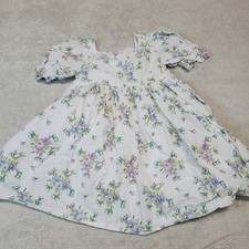 Janie and Jack White Floral Seersucker Spring Preppy Cottage Chic Puffy Dress 6