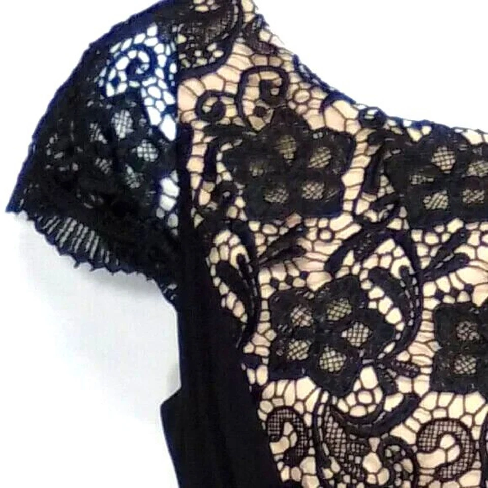 Jessica Simpson Women's Black Lace & Sleeve Lined Short Evening Dress Size 6 - image 2 of 4