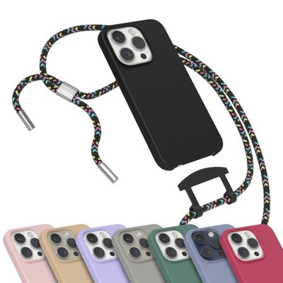 EAZY CASE Hülle mit Band für iPhone 15 Pro Handyhülle Kette umhängen Silikon