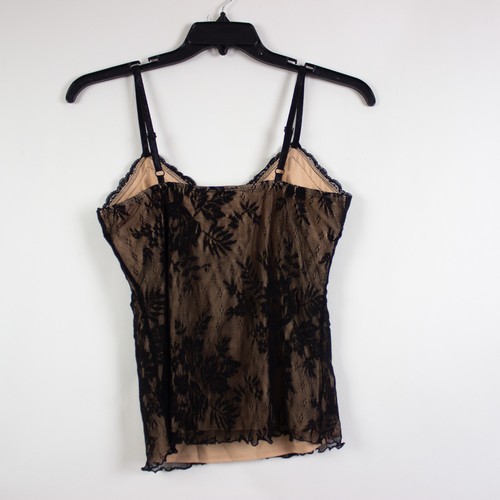 Vtg Y2K Newport News Black Nude Lace Cami Tank Top M Whimsigoth Fairy Grunge - Picture 3 of 6