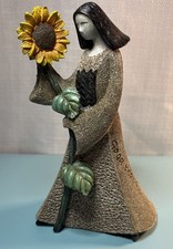 Artstone~ By Carson Home Accents~Get Well~Lady With Sunflower ~Good Thoughts