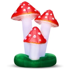 5.9ft Giant Inflatable Mushroom Halloween Decorations, Built in LED Lighted B...