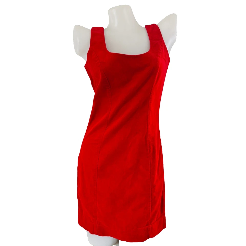Mini vestido regata anos 80 vintage BETSEY JOHNSON veludo vermelho PUNK LABEL Mod Bodycon EUA M S - Imagem 2 de 4