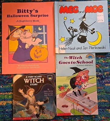 80s 90s Halloween Witch Children's Book Lot - Meg And Mog, Bittys Halloween