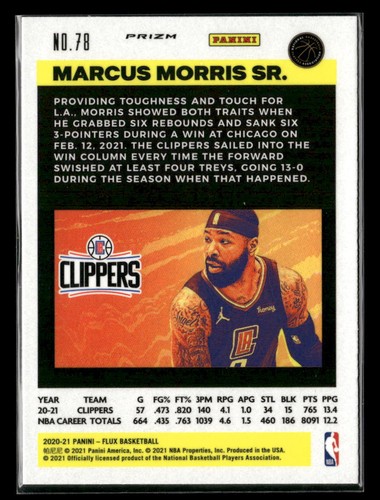 Panini Flux #78 2020-21 Marcus Morris Sr. Cortahielos agrietados Fanatics - Imagen 2 de 2