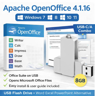 Open Office 2026 Professional for Windows Home, Student and Bussiness USB C & A