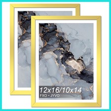 Gold 12 x 16 Frame Set of 2, Display Picture 10x14 with Mat or 12x16 Without ...