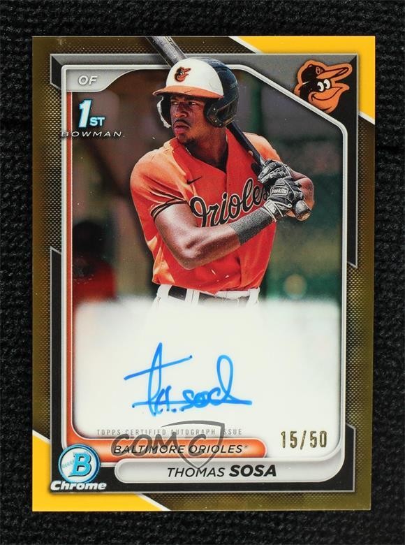 2024 Bowman Chrome Prospect Gold Refractor 15/50 Thomas Sosa #CPA-TS Auto 0h99