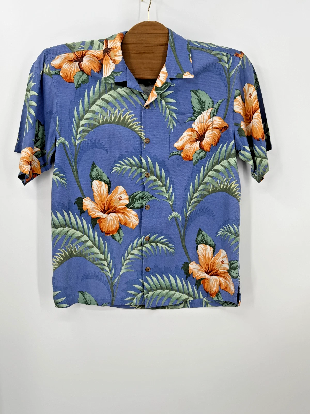 Tommy Bahama Silk Hawaiian Shirt Mens L Floral Hibiscus Aloha Tropical