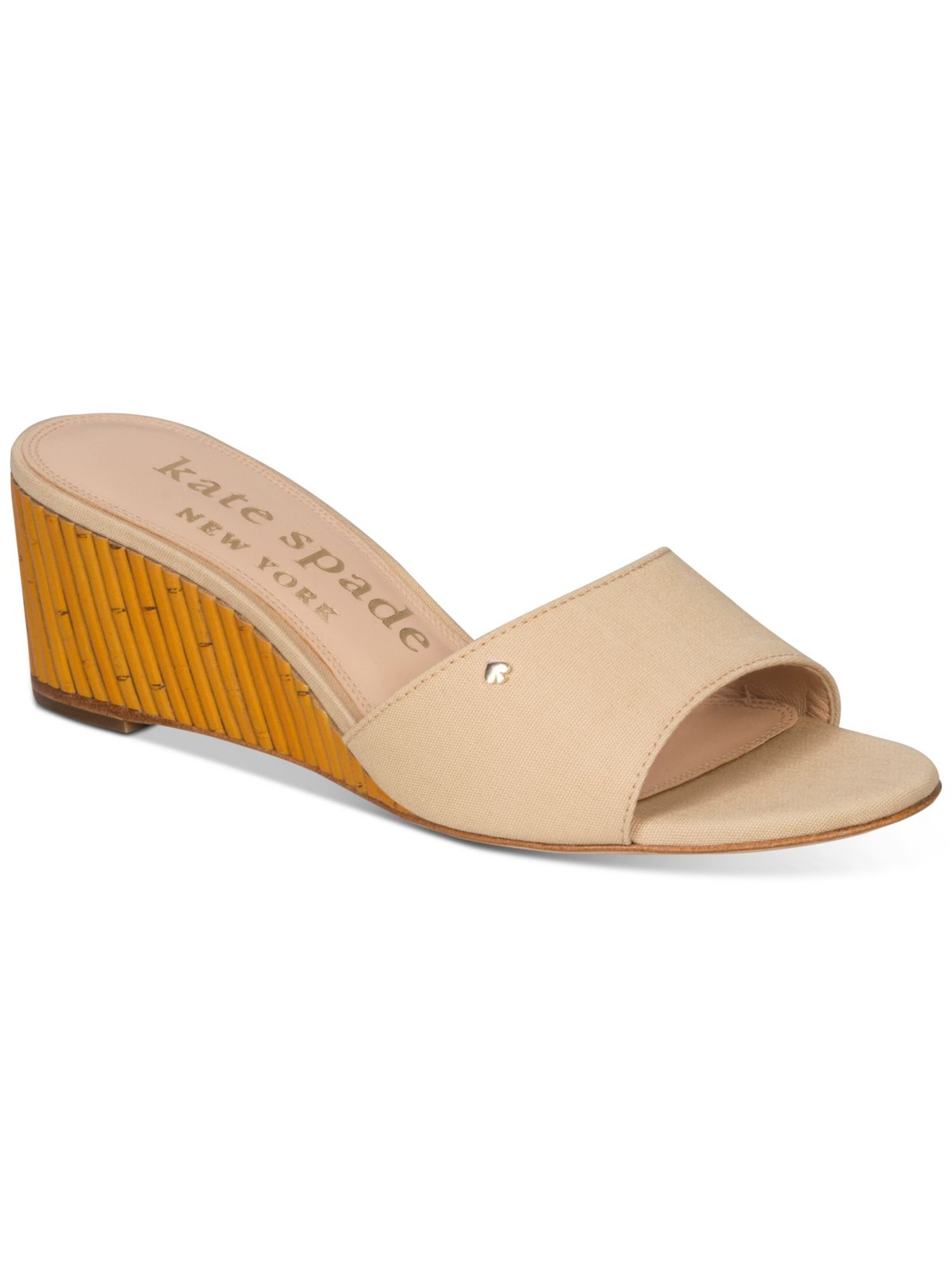 KATE SPADE NEW YORK Womens Beige Faux Bamboo Meena Wedge Heeled Sandal 6.5 B