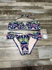Mara Hoffman 2 Piece Bikini Swimsuit Ananda Navy Ruffle Bandeau NWT