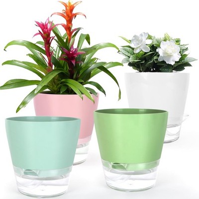 KAHEIGN 4Pcs Selbstbewässerungstopf 15cm Kunststoff Blumentöpfe mit